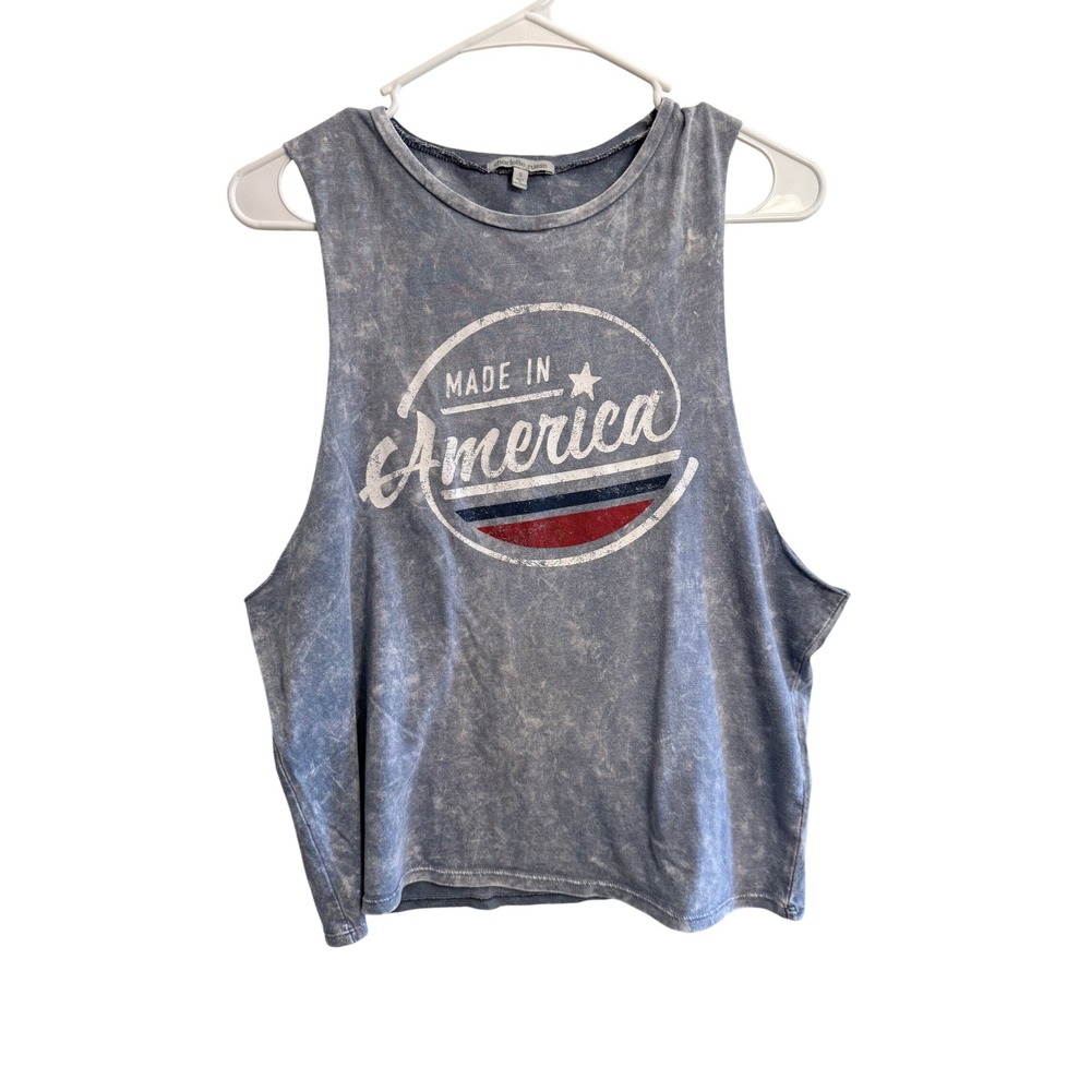 Charlotte Russe Made in America Blue Acid Wash Muscle Tank Top Women's Small